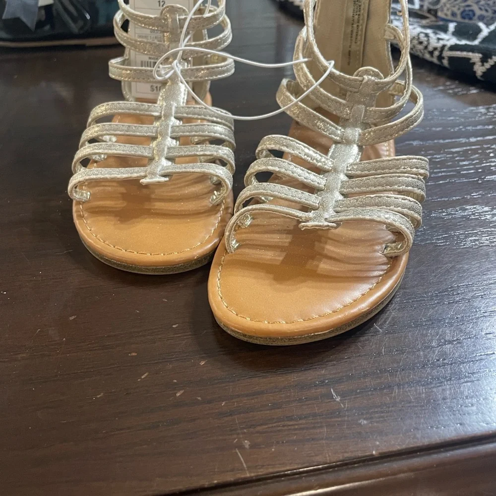 NWT Cherokee Metallic Sandals with Glitter -Tan Soles Size 12 Toddler